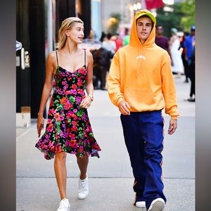 NWT Amen Fluo Floral midi dress as seen on Hailey Bieber